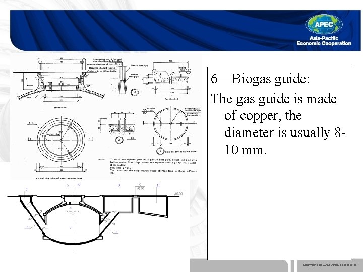 6—Biogas guide: The gas guide is made of copper, the diameter is usually 810