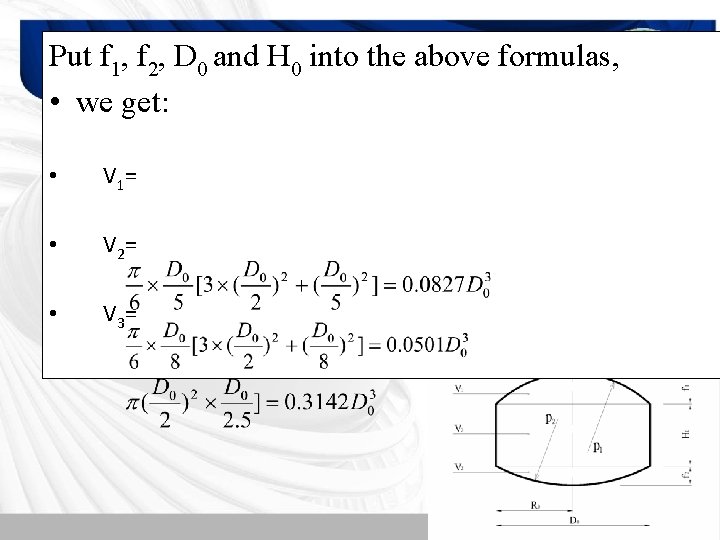 Put f 1, f 2, D 0 and H 0 into the above formulas,