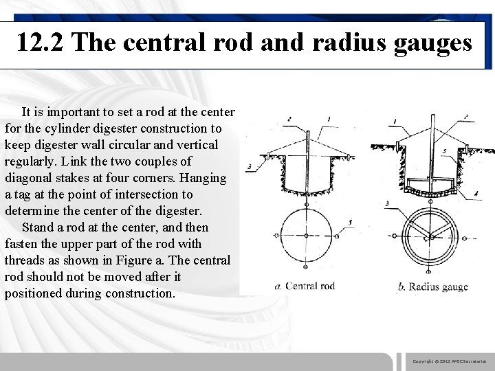 12. 2 The central rod and radius gauges It is important to set a