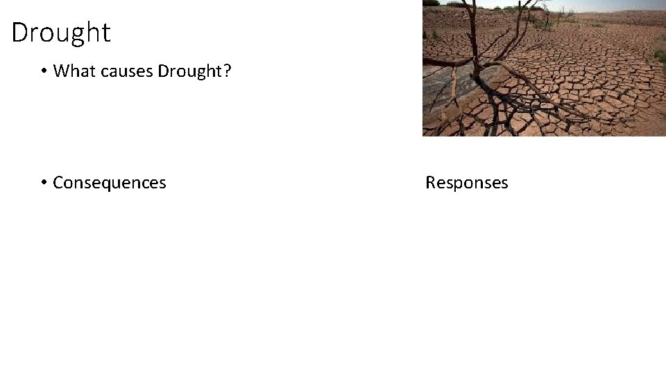 Drought • What causes Drought? • Consequences Responses 