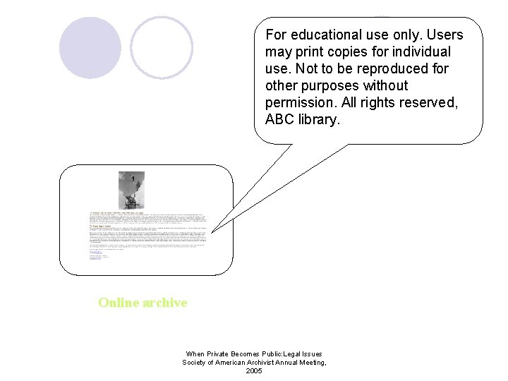 For educational use only. Users may print copies for individual use. Not to be