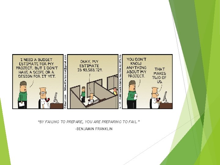 “BY FAILING TO PREPARE, YOU ARE PREPARING TO FAIL. ” -BENJAMIN FRANKLIN 