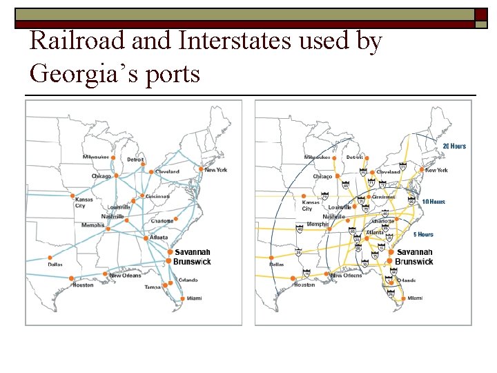 Railroad and Interstates used by Georgia’s ports 