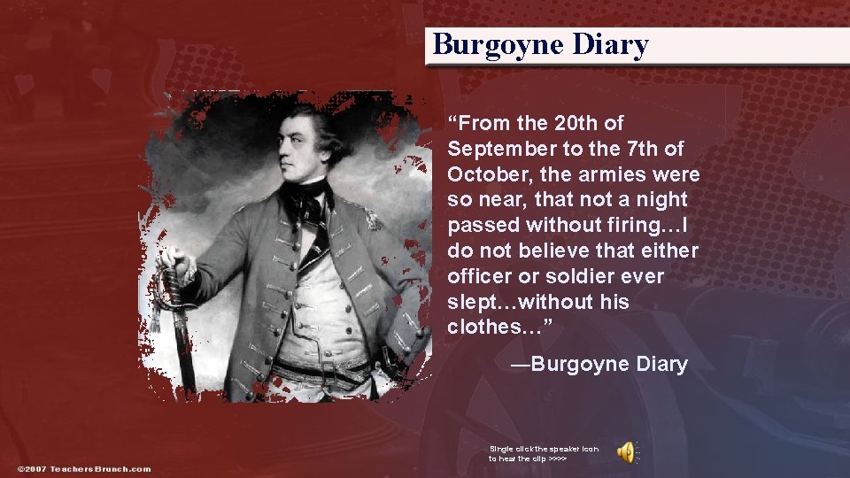 Burgoyne Diary “From the 20 th of September to the 7 th of October,