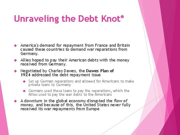 Unraveling the Debt Knot* America's demand for repayment from France and Britain caused these