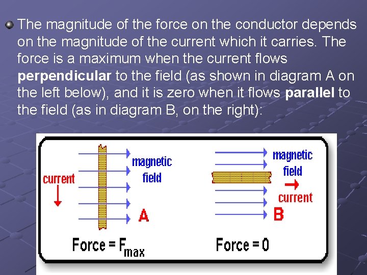 The magnitude of the force on the conductor depends on the magnitude of the