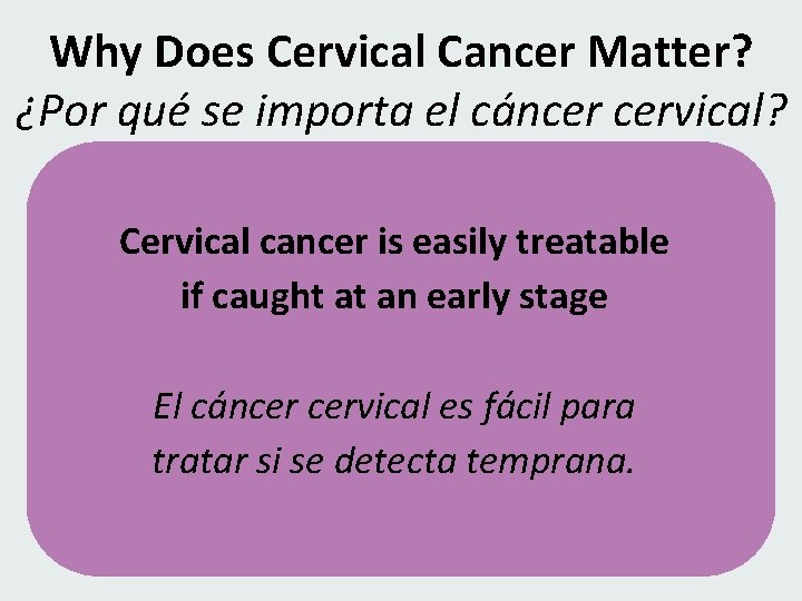 Why Does Cervical Cancer Matter? ¿Por qué se importa el cáncer cervical? Cervical cancer