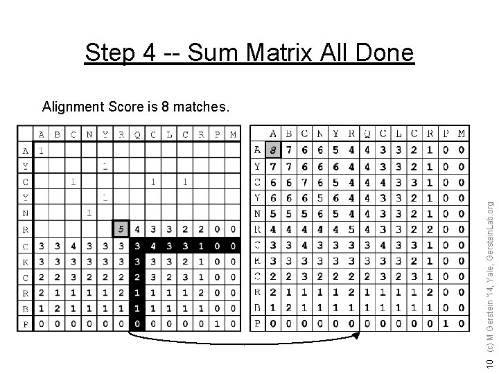 Step 4 -- Sum Matrix All Done 10 (c) M Gerstein '14, Yale, Gerstein.