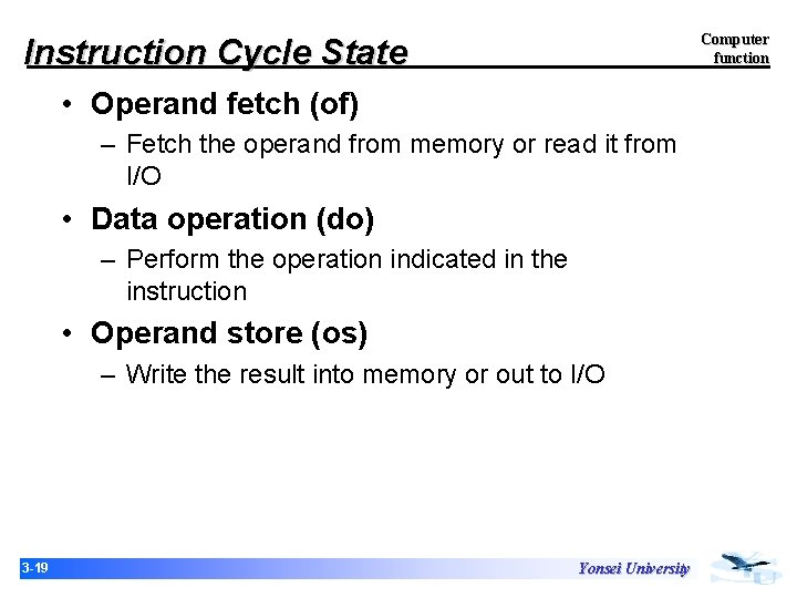 Computer function Instruction Cycle State • Operand fetch (of) – Fetch the operand from Computer function Instruction Cycle State • Operand fetch (of) – Fetch the operand from