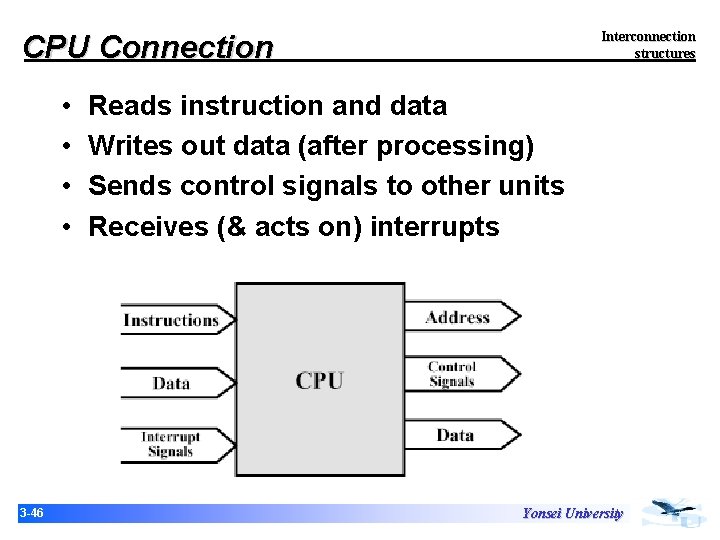 Interconnection structures CPU Connection • • 3 -46 Reads instruction and data Writes out Interconnection structures CPU Connection • • 3 -46 Reads instruction and data Writes out