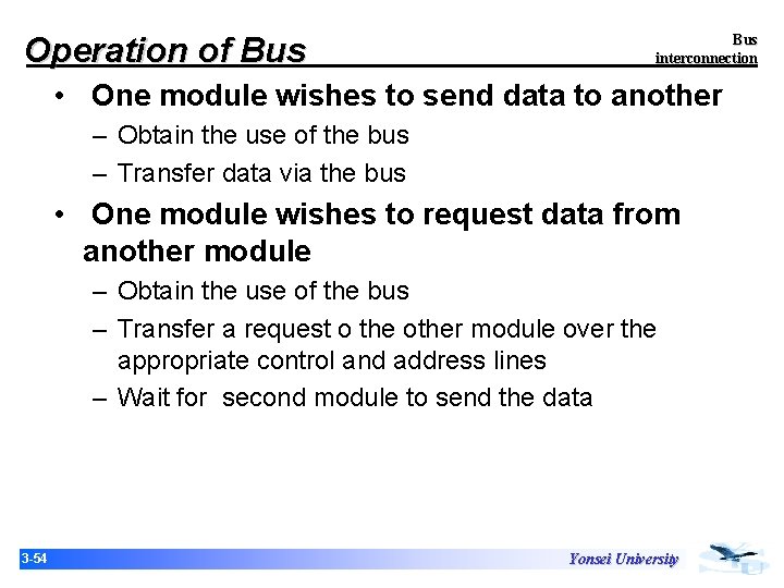 Operation of Bus interconnection • One module wishes to send data to another – Operation of Bus interconnection • One module wishes to send data to another –