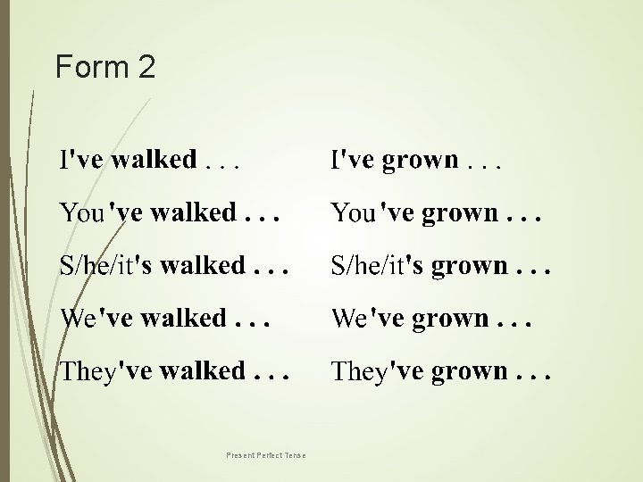 Form 2 Present Perfect Tense 