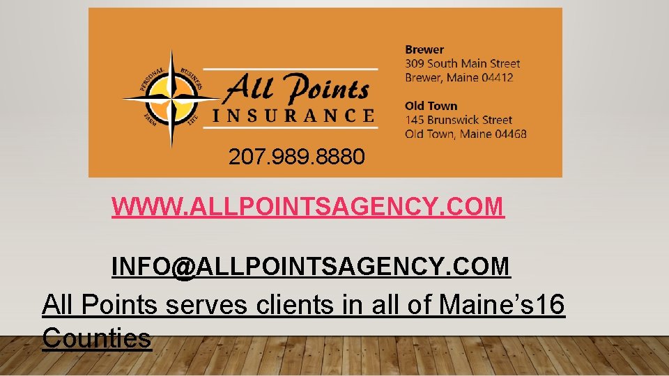 207. 989. 8880 WWW. ALLPOINTSAGENCY. COM INFO@ALLPOINTSAGENCY. COM All Points serves clients in all