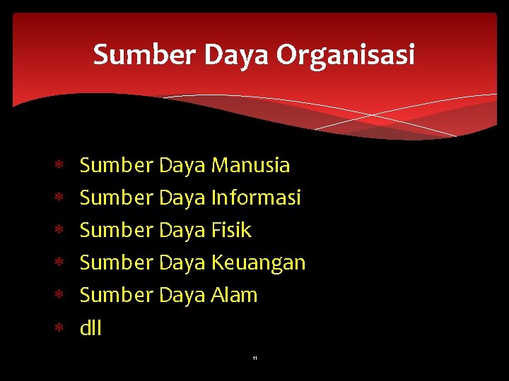 Sumber Daya Organisasi Sumber Daya Manusia Sumber Daya Informasi Sumber Daya Fisik Sumber Daya