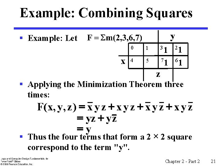 Example: Combining Squares y § Example: Let x 0 1 4 5 3 1
