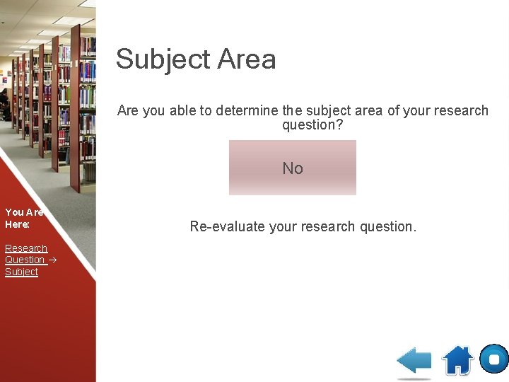 Subject Area Are you able to determine the subject area of your research question?