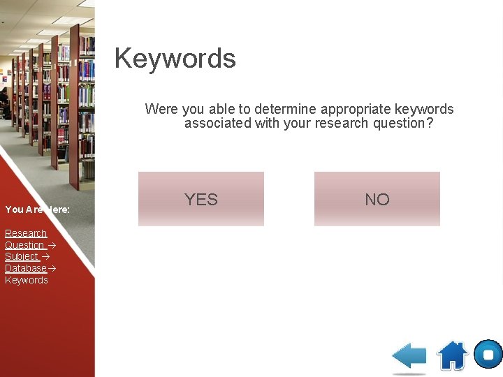 Keywords Were you able to determine appropriate keywords associated with your research question? You