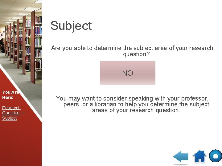 Subject Are you able to determine the subject area of your research question? NO
