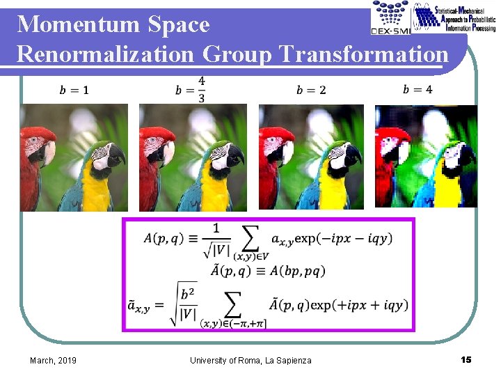 Momentum Space Renormalization Group Transformation March, 2019 University of Roma, La Sapienza 15 