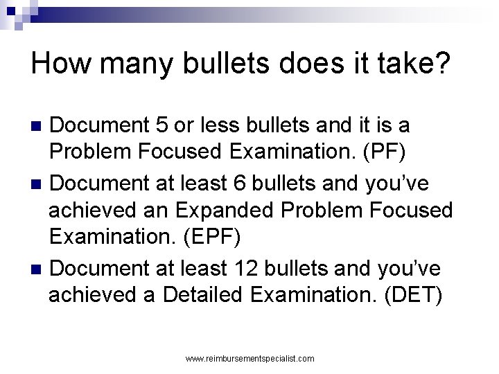 How many bullets does it take? Document 5 or less bullets and it is
