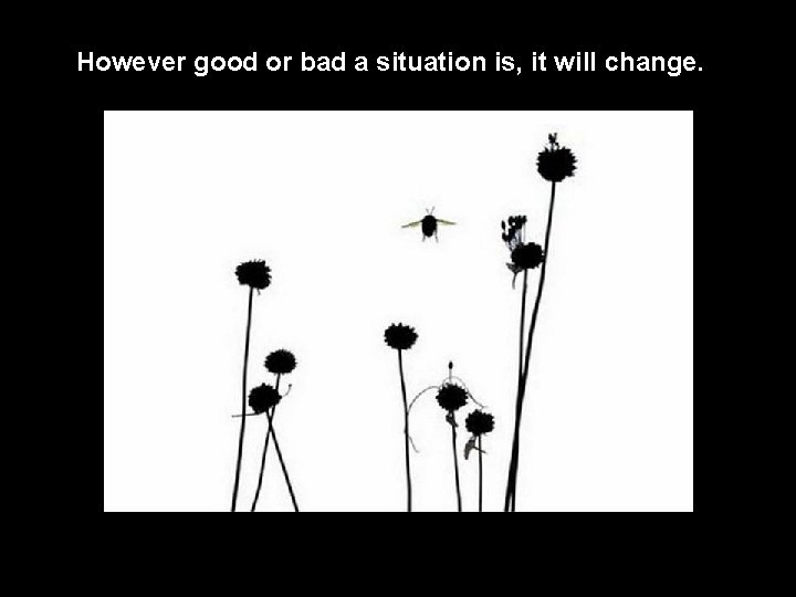 However good or bad a situation is, it will change. 