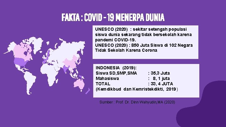 FAKTA : COVID - 19 MENERPA DUNIA UNESCO (2020) : sekitar setengah populasi siswa