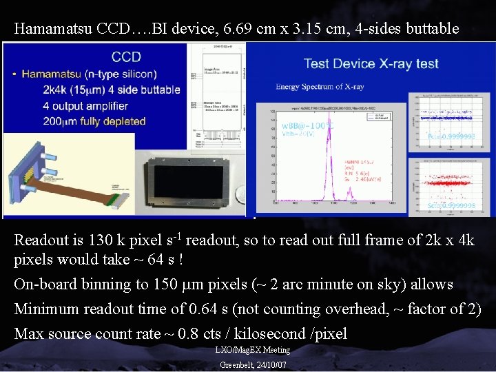 Hamamatsu CCD…. BI device, 6. 69 cm x 3. 15 cm, 4 -sides buttable