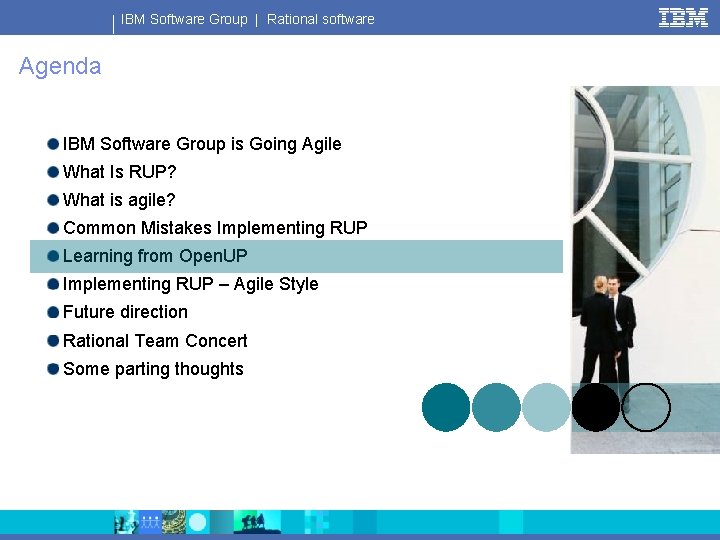 IBM Software Group | Rational software Agenda IBM Software Group is Going Agile What