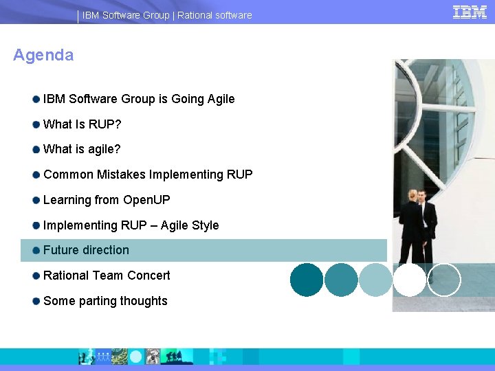 IBM Software Group | Rational software Agenda IBM Software Group is Going Agile What