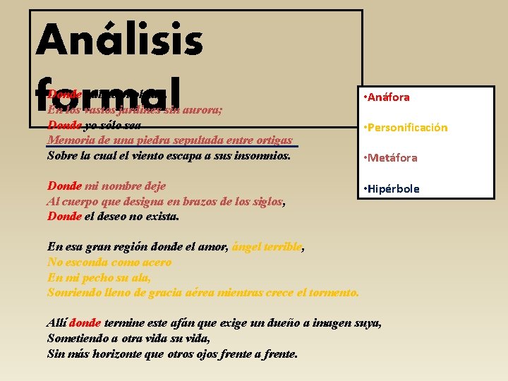 Análisis formal Donde habite el olvido, En los vastos jardines sin aurora; Donde yo