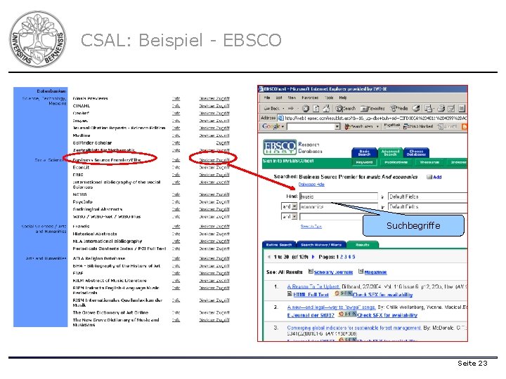 CSAL: Beispiel - EBSCO Suchbegriffe Seite 23 