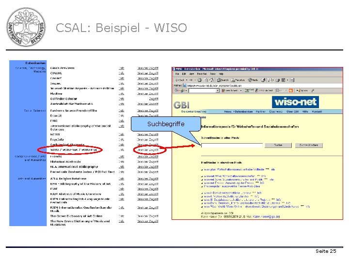 CSAL: Beispiel - WISO Suchbegriffe Seite 25 