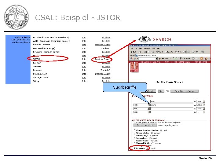 CSAL: Beispiel - JSTOR Suchbegriffe Seite 26 