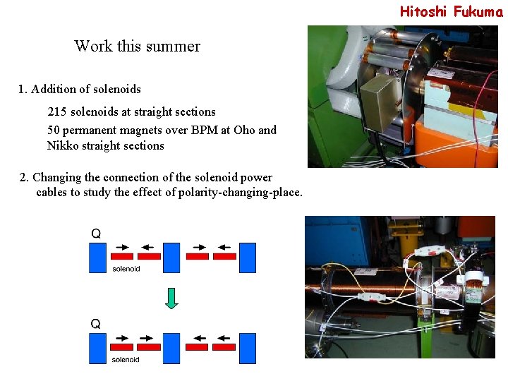 Hitoshi Fukuma Work this summer 1. Addition of solenoids 215 solenoids at straight sections