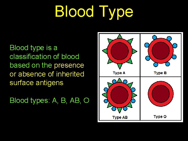 Blood Type Blood type is a classification of blood based on the presence or