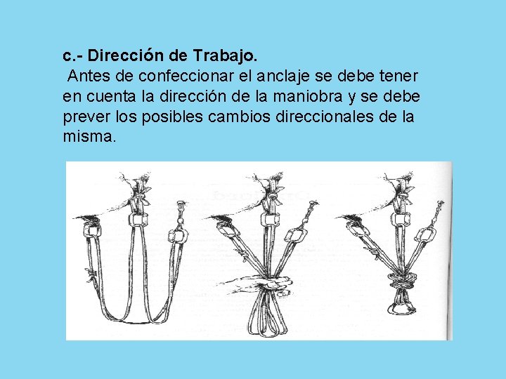 c. - Dirección de Trabajo. Antes de confeccionar el anclaje se debe tener en