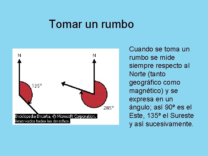 Tomar un rumbo Cuando se toma un rumbo se mide siempre respecto al Norte