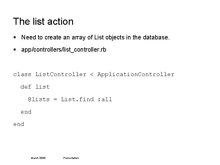 The list action § Need to create an array of List objects in the
