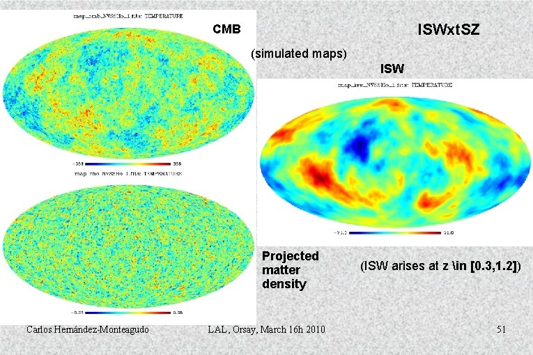ISWxt. SZ CMB (simulated maps) ISW Projected matter density Carlos Hernández-Monteagudo LAL, Orsay, March