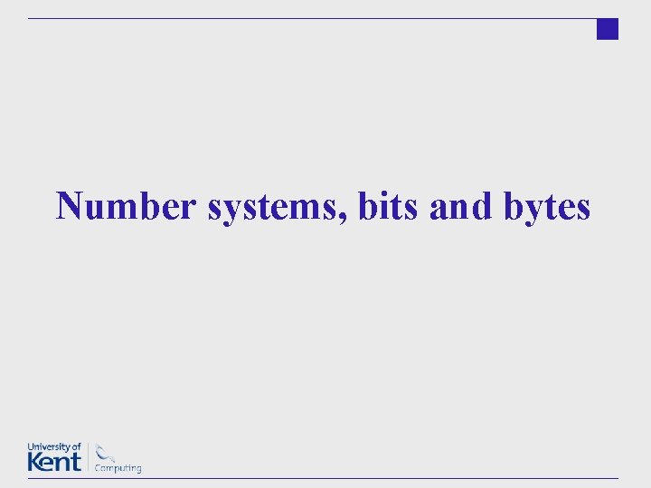 Number systems, bits and bytes 