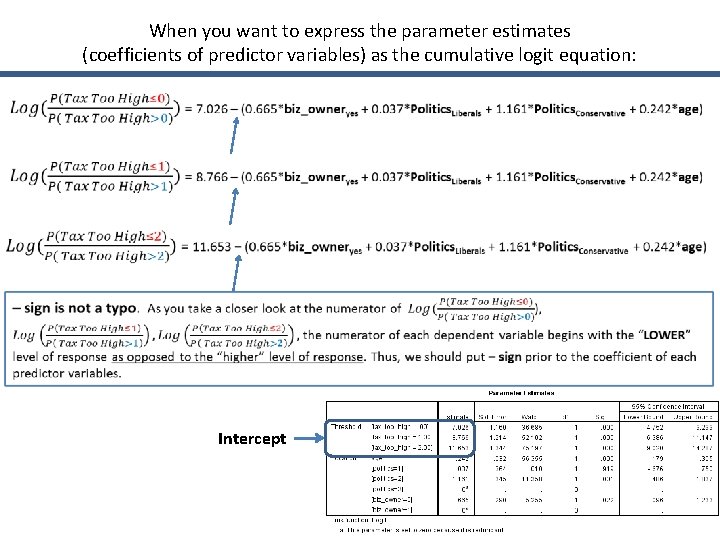 When you want to express the parameter estimates (coefficients of predictor variables) as the