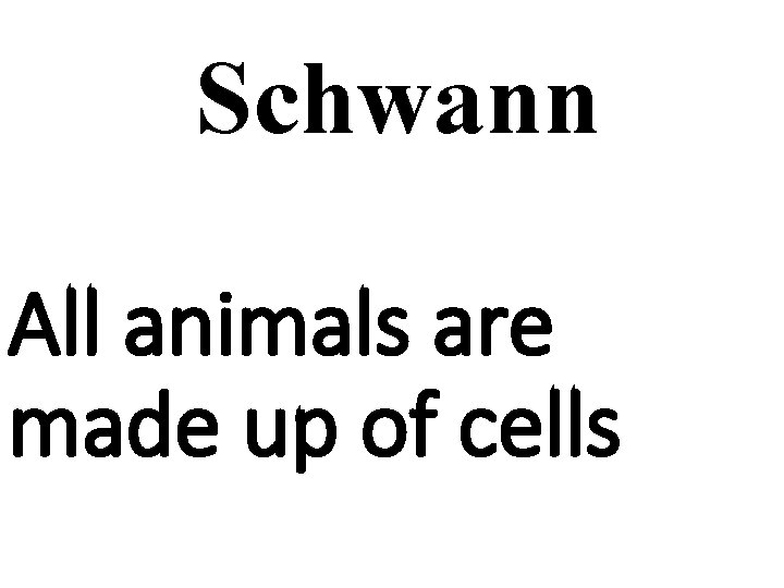 Schwann All animals are made up of cells 