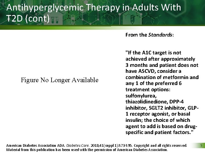 Antihyperglycemic Therapy in Adults With T 2 D (cont) From the Standards: Figure No
