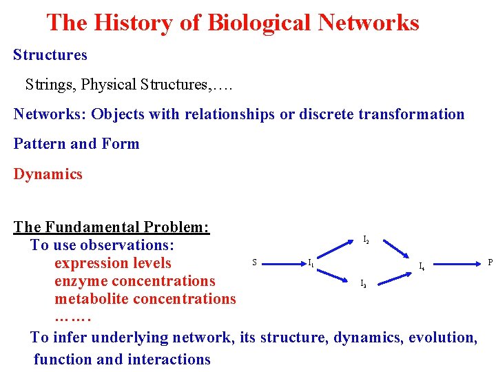 The History of Biological Networks Structures Strings, Physical Structures, …. Networks: Objects with relationships
