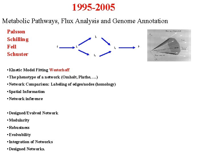1995 -2005 Metabolic Pathways, Flux Analysis and Genome Annotation Palsson Schilling Fell Schuster I
