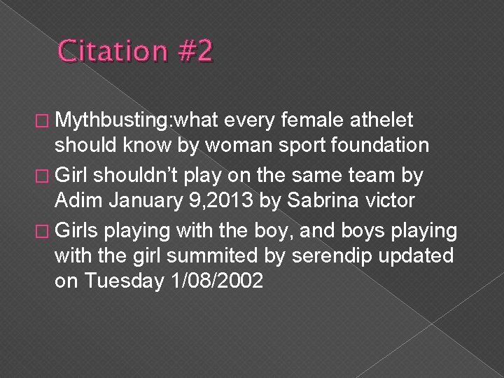 Citation #2 � Mythbusting: what every female athelet should know by woman sport foundation
