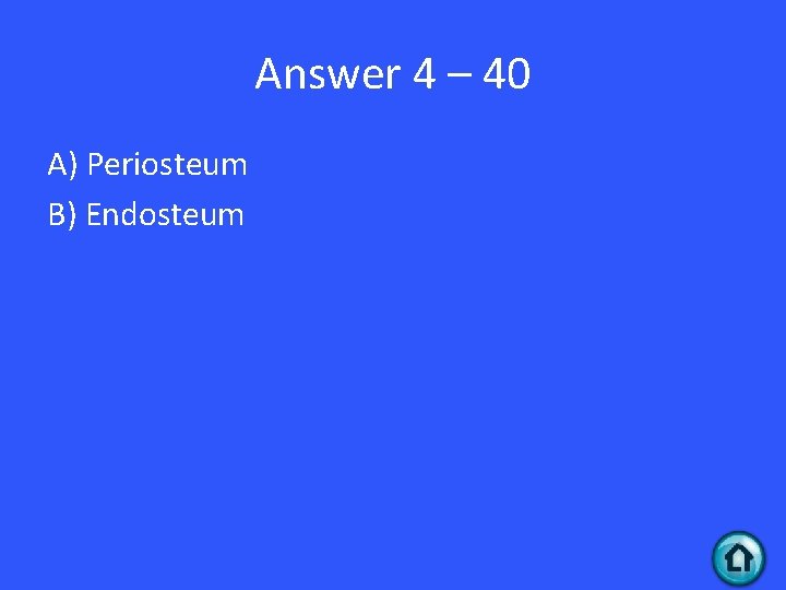 Answer 4 – 40 A) Periosteum B) Endosteum 
