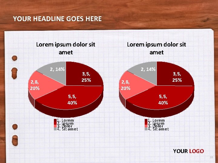 YOUR HEADLINE GOES HERE Lorem ipsum dolor sit amet 2, 14% 3, 5, 25%