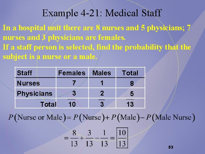 Example 4 -21: Medical Staff In a hospital unit there are 8 nurses and Example 4 -21: Medical Staff In a hospital unit there are 8 nurses and