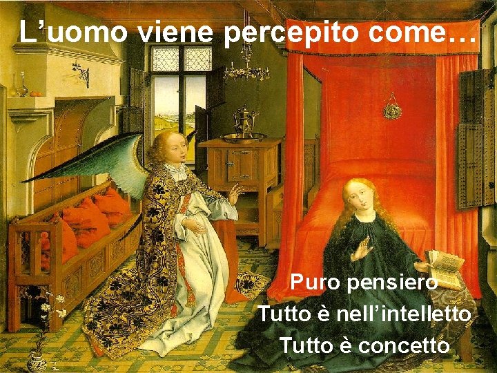 L’uomo viene percepito come… Puro pensiero Tutto è nell’intelletto Tutto è concetto 